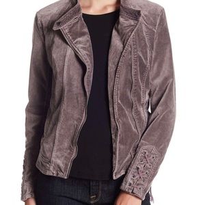 Blanc Noir BNCI Purple Grey Velvet Jacket Size L